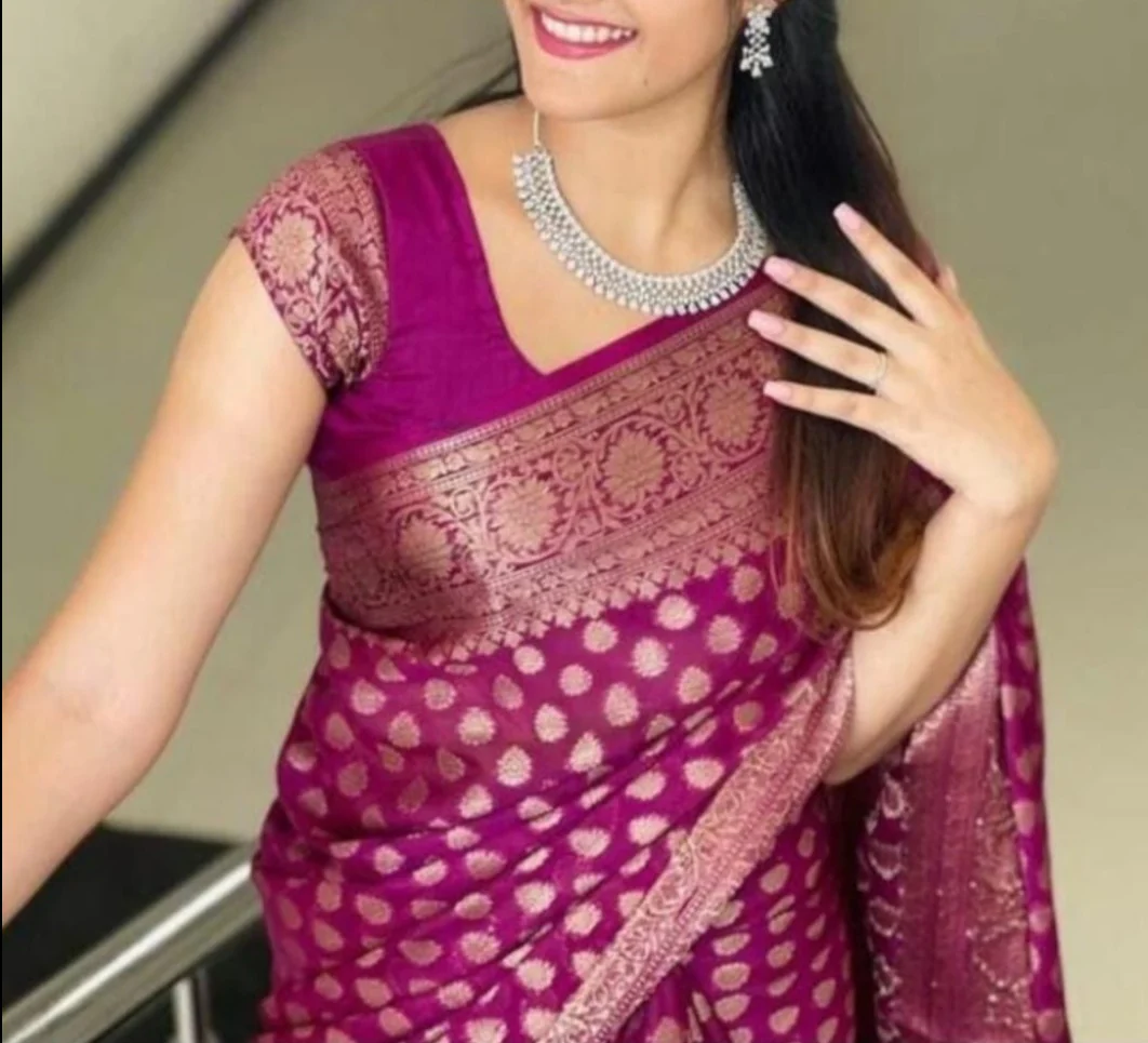 Banarasi Semi Georgette Soft Silk Saree - Image 17