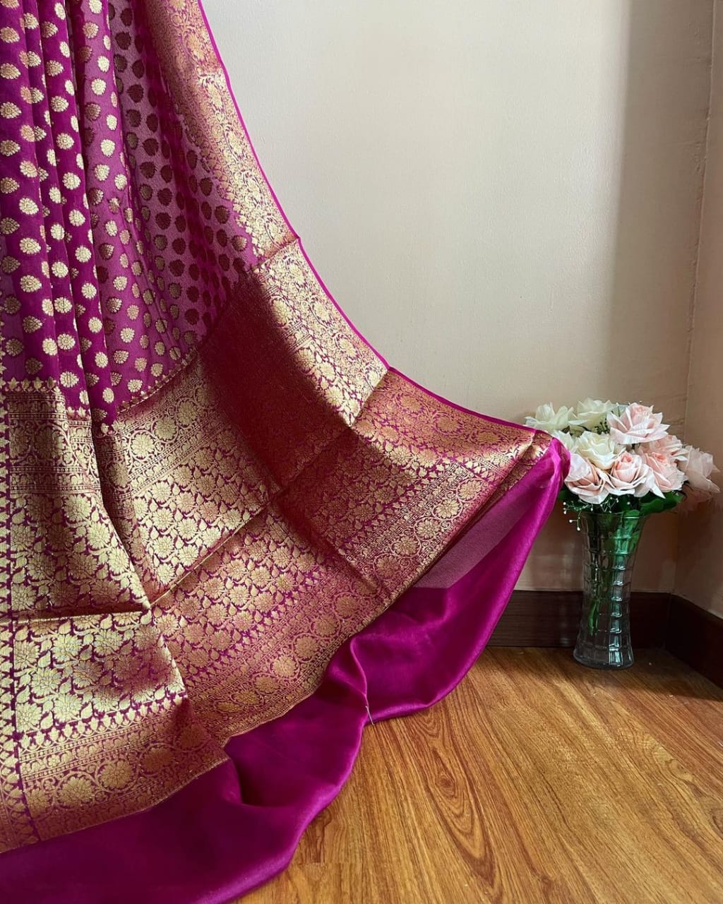 Banarasi Semi Georgette Soft Silk Saree - Image 8