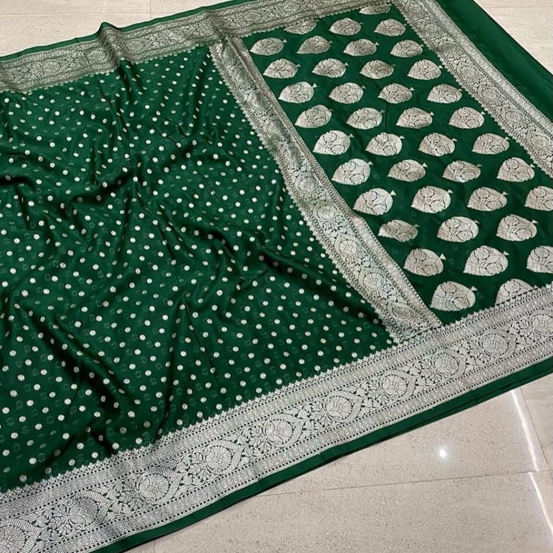 Banarasi Semi Katan Georgette Soft Silk  Saree - Image 7