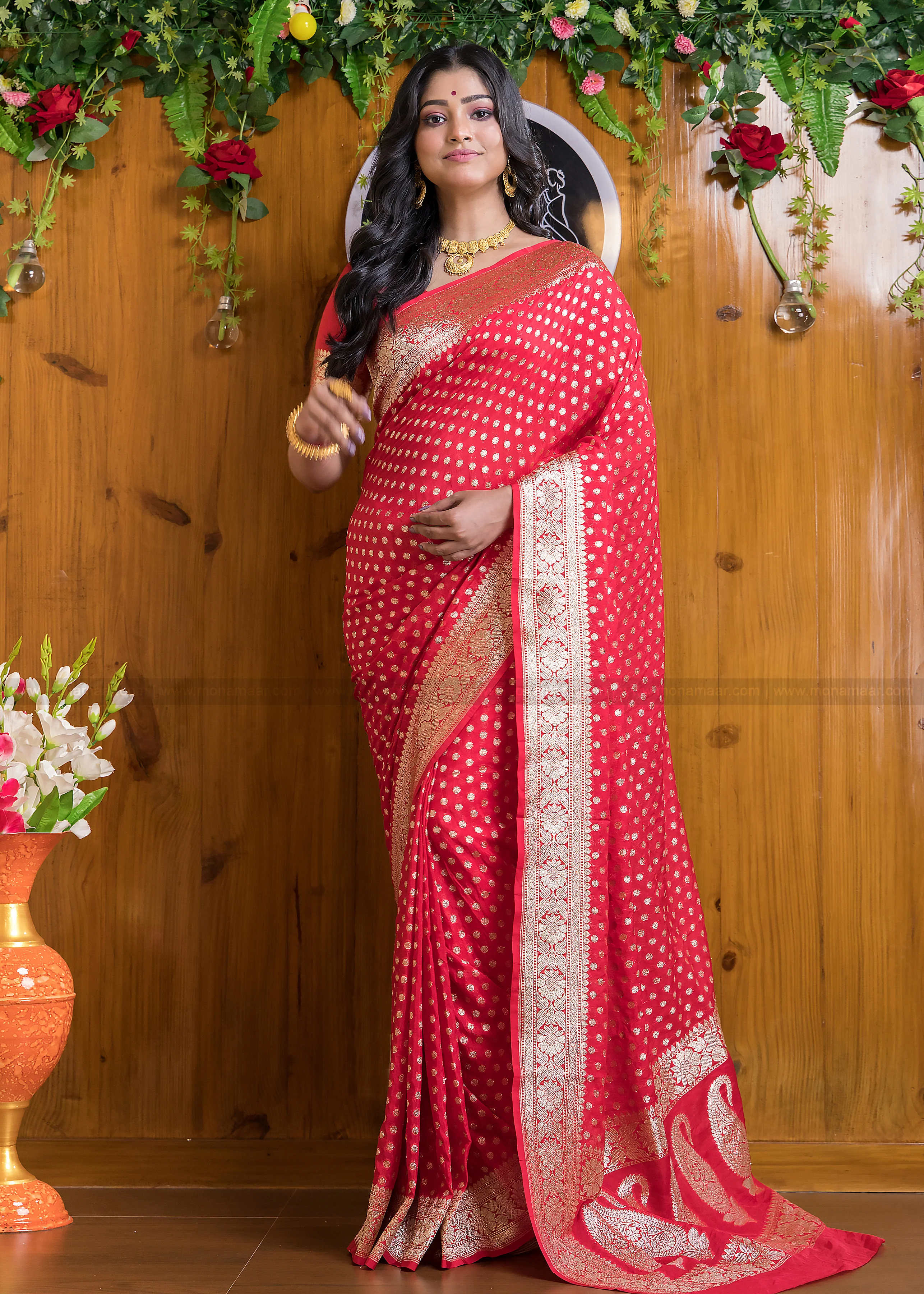 Banarsi semi katan silk Saree - Image 8