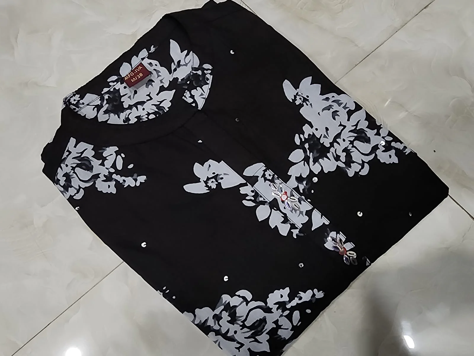 Black Flower Cotton Dress - Image 7