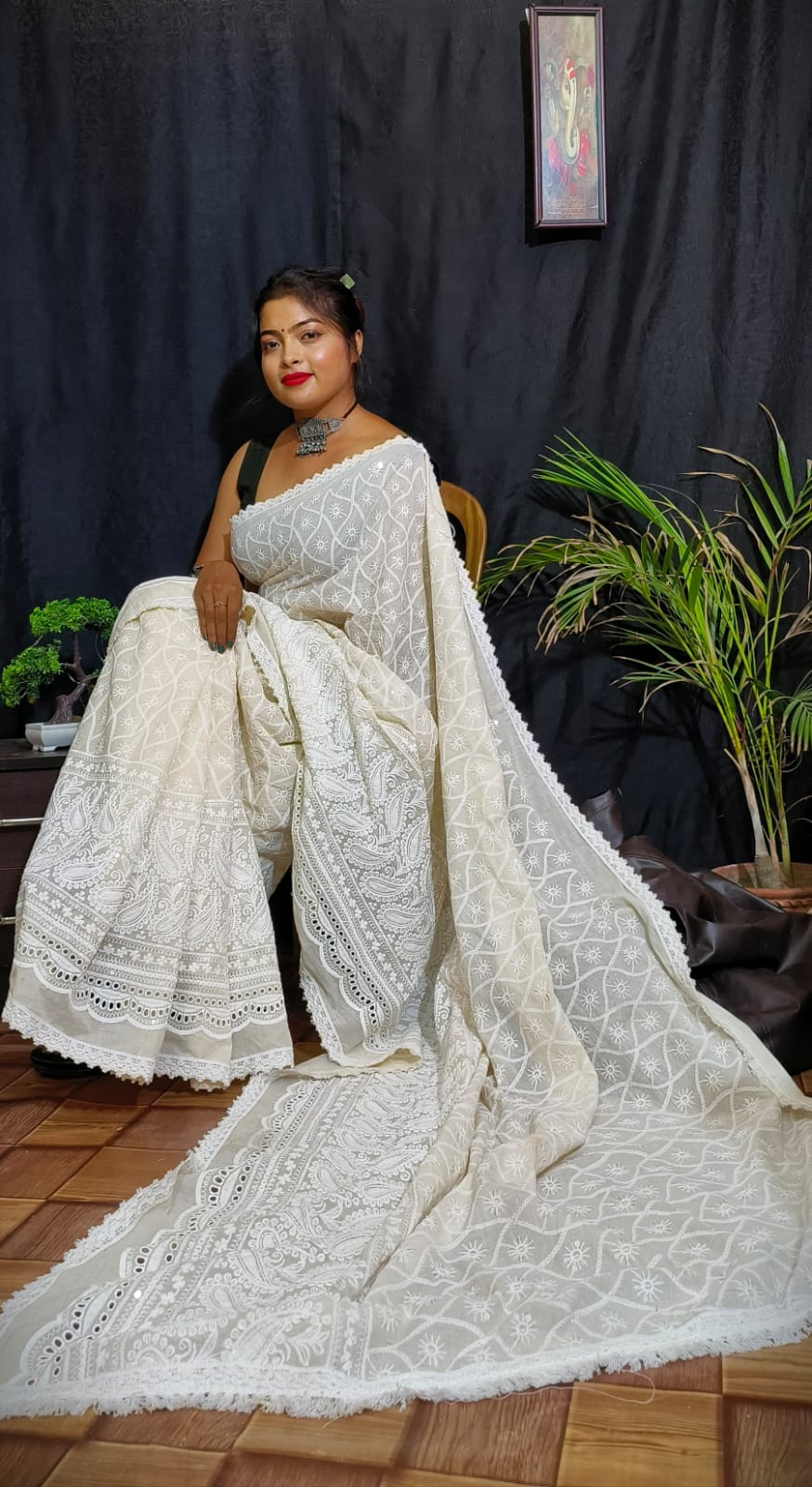 Cotton Hakoba Embroidery Saree - Image 3