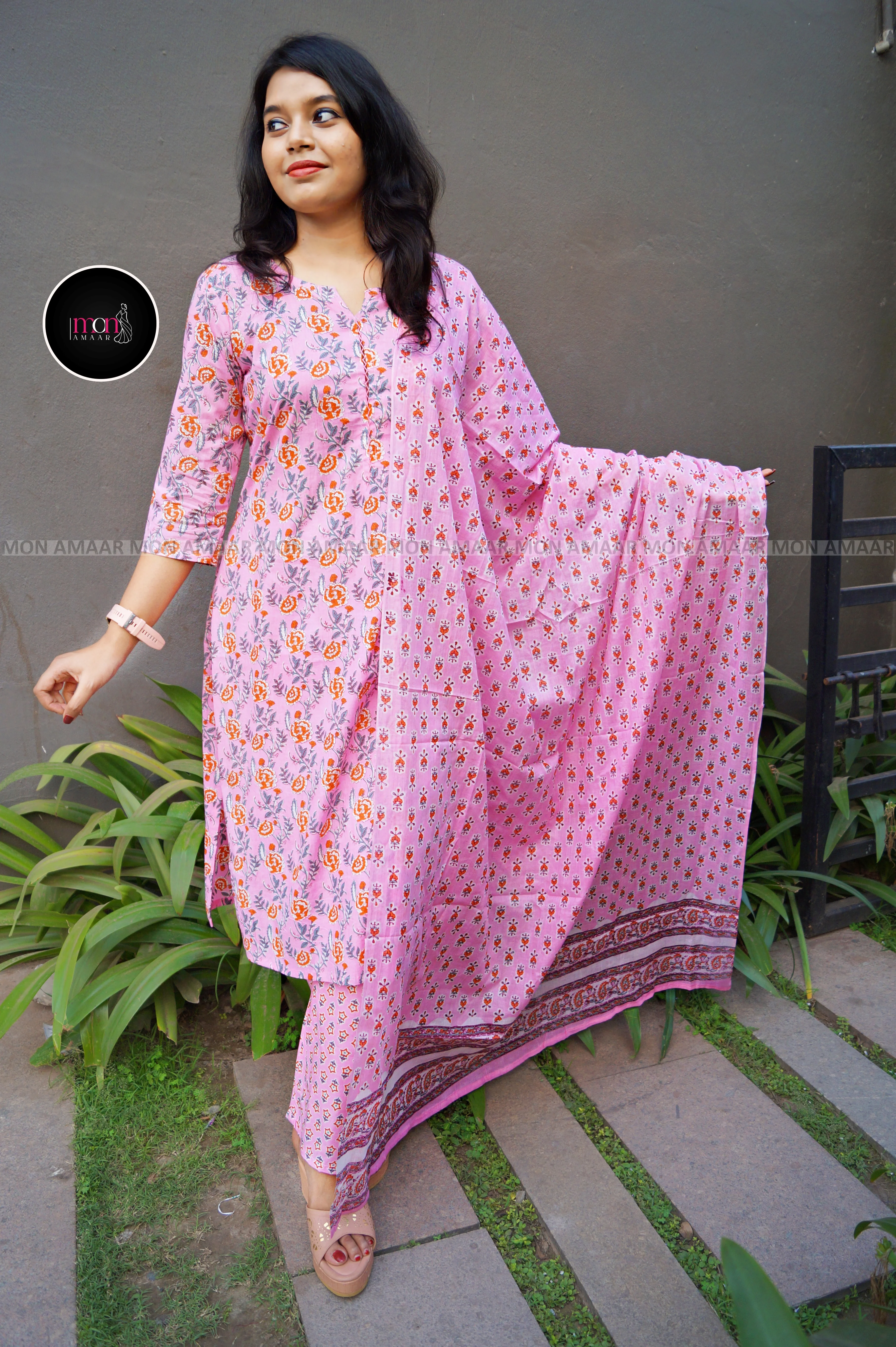 Pretty in Pink- Cotton Kurti Set - Image 3