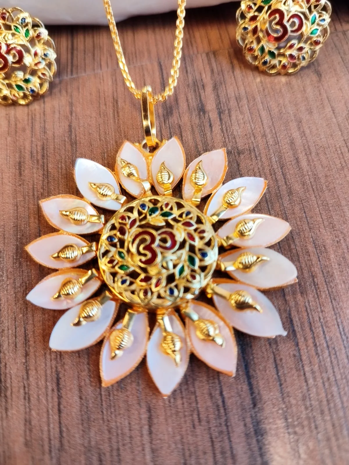 Om Designed Gold Plated Jewellery(With Sea Shell) - Image 4