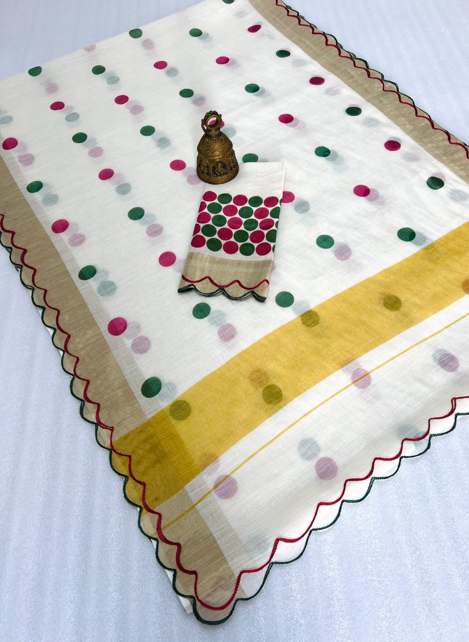 Indian Fashion Designer Linen Saree - Image 3