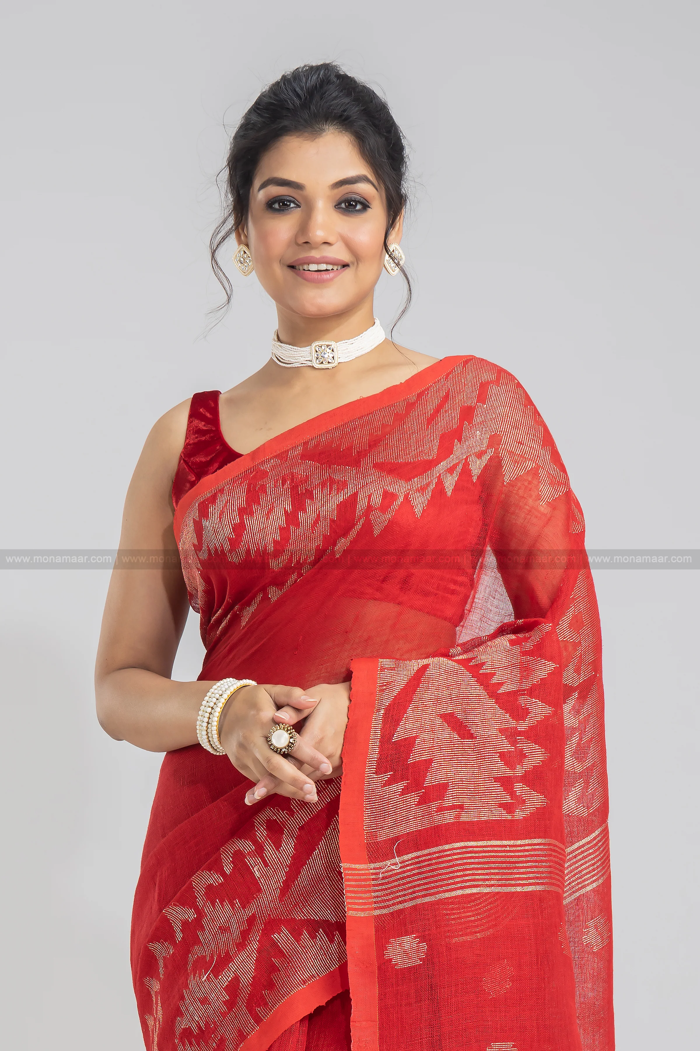 Karat Linen Jamdani Saree - Image 4