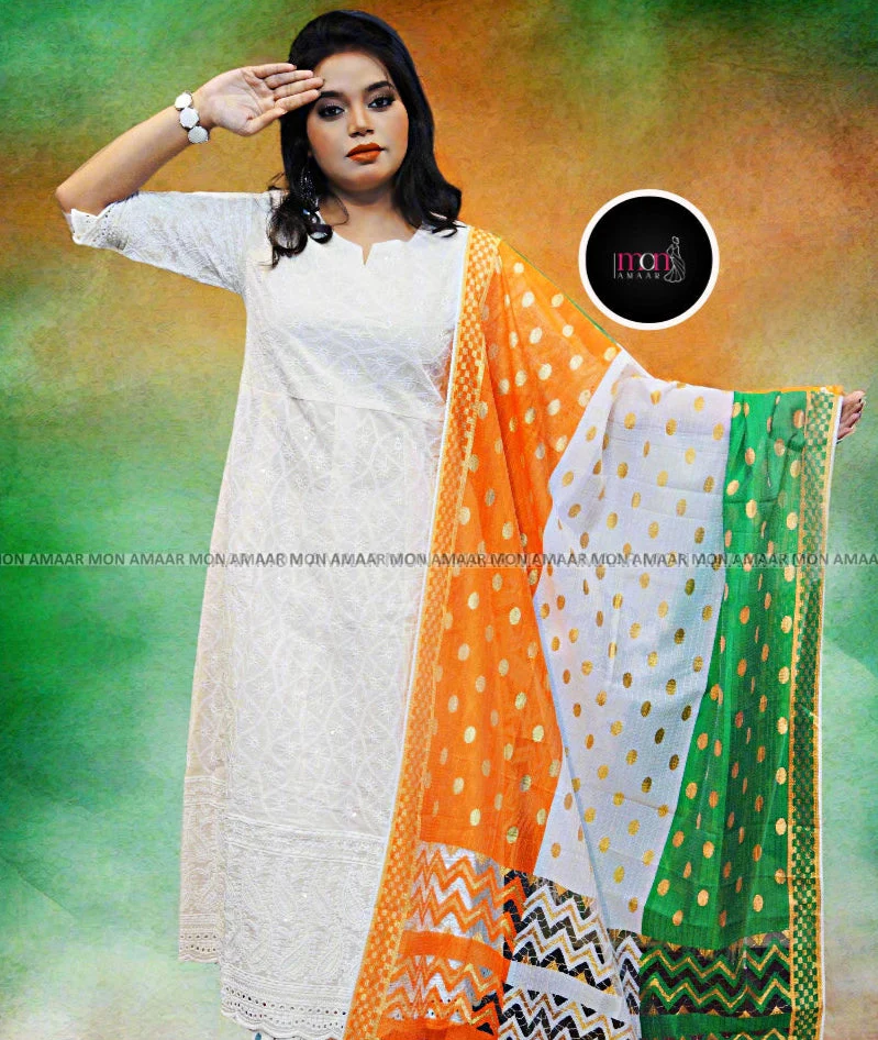 Our Pride- Tiranga Dupatta(Only Dupatta) - Image 3
