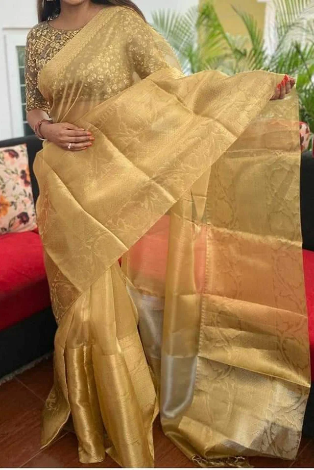 Pure Banarasi Tissue Kota Saree - Image 4