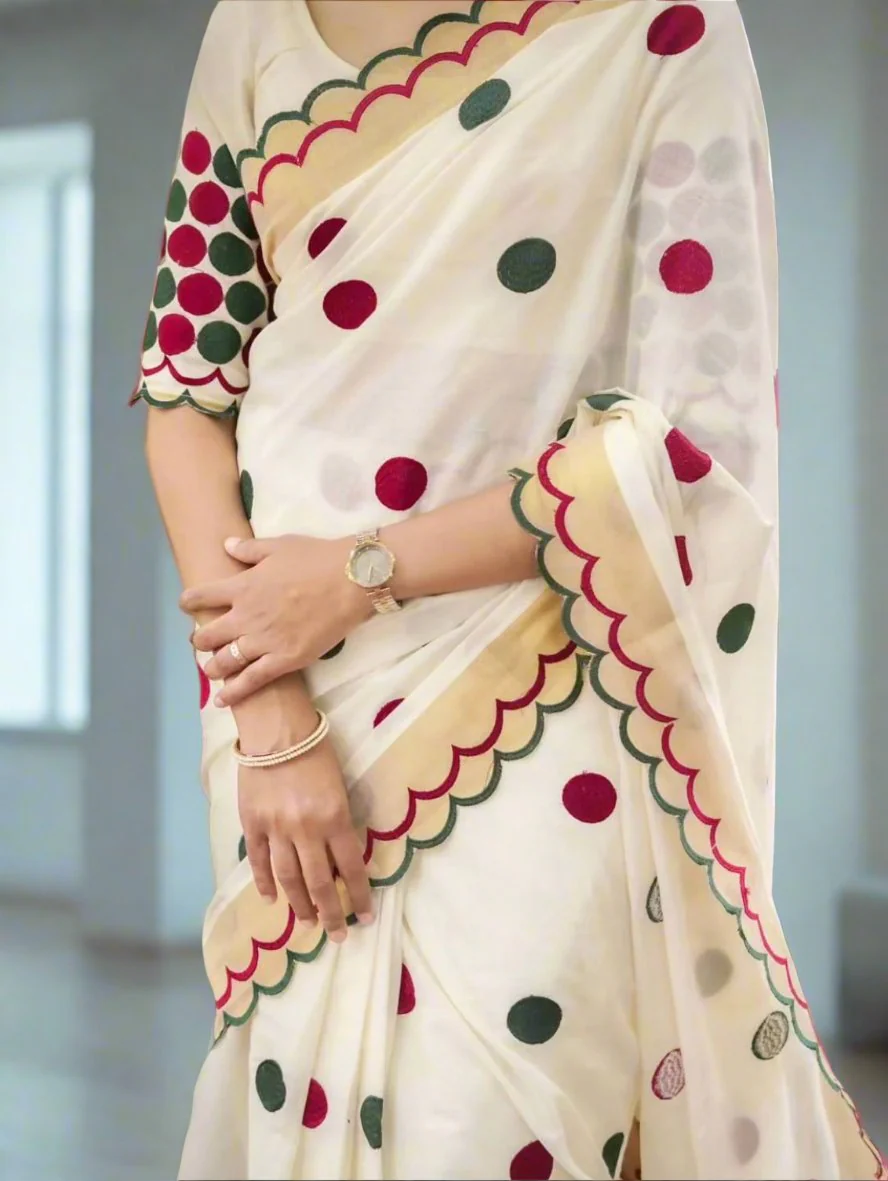 Indian Fashion Designer Linen Saree - Image 4