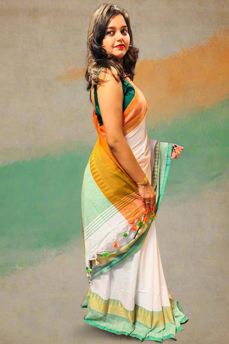 True Indian - Republic Day Special Tricolor Saree - Image 4